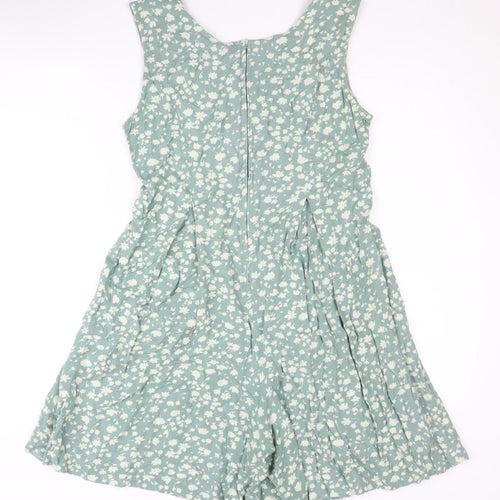 Basic Editions Women's Green Floral Playsuit M
