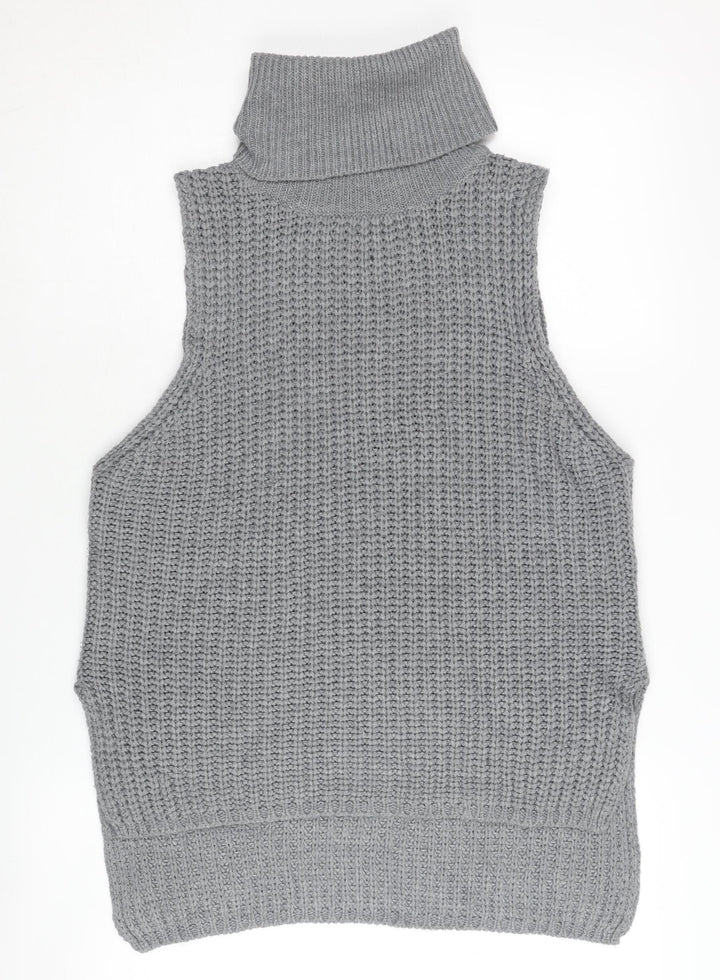 Brave Soul Women's Grey Roll Neck Vest XS