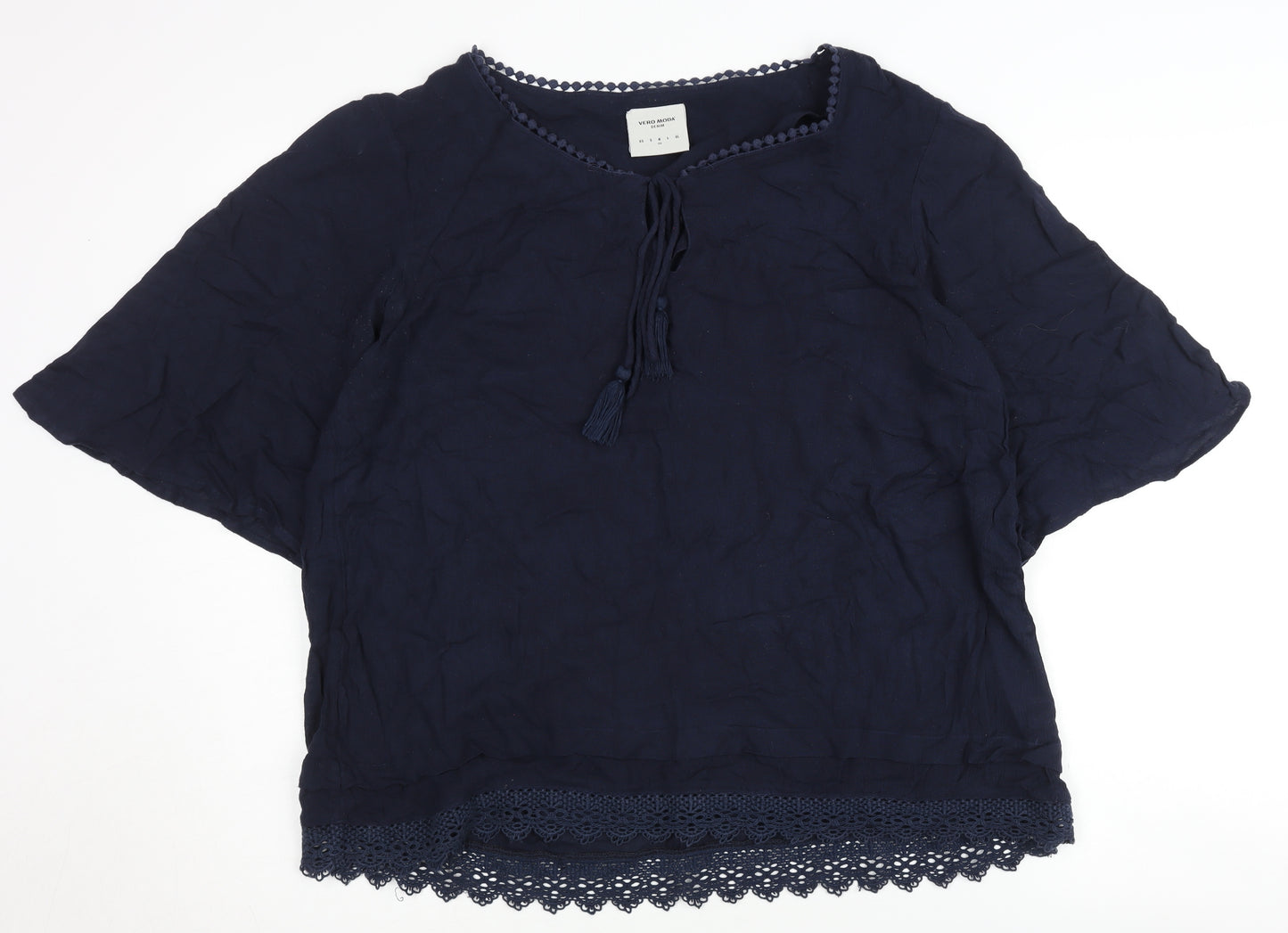 Vero Moda Women Blue M Blouse with Tassels Casual