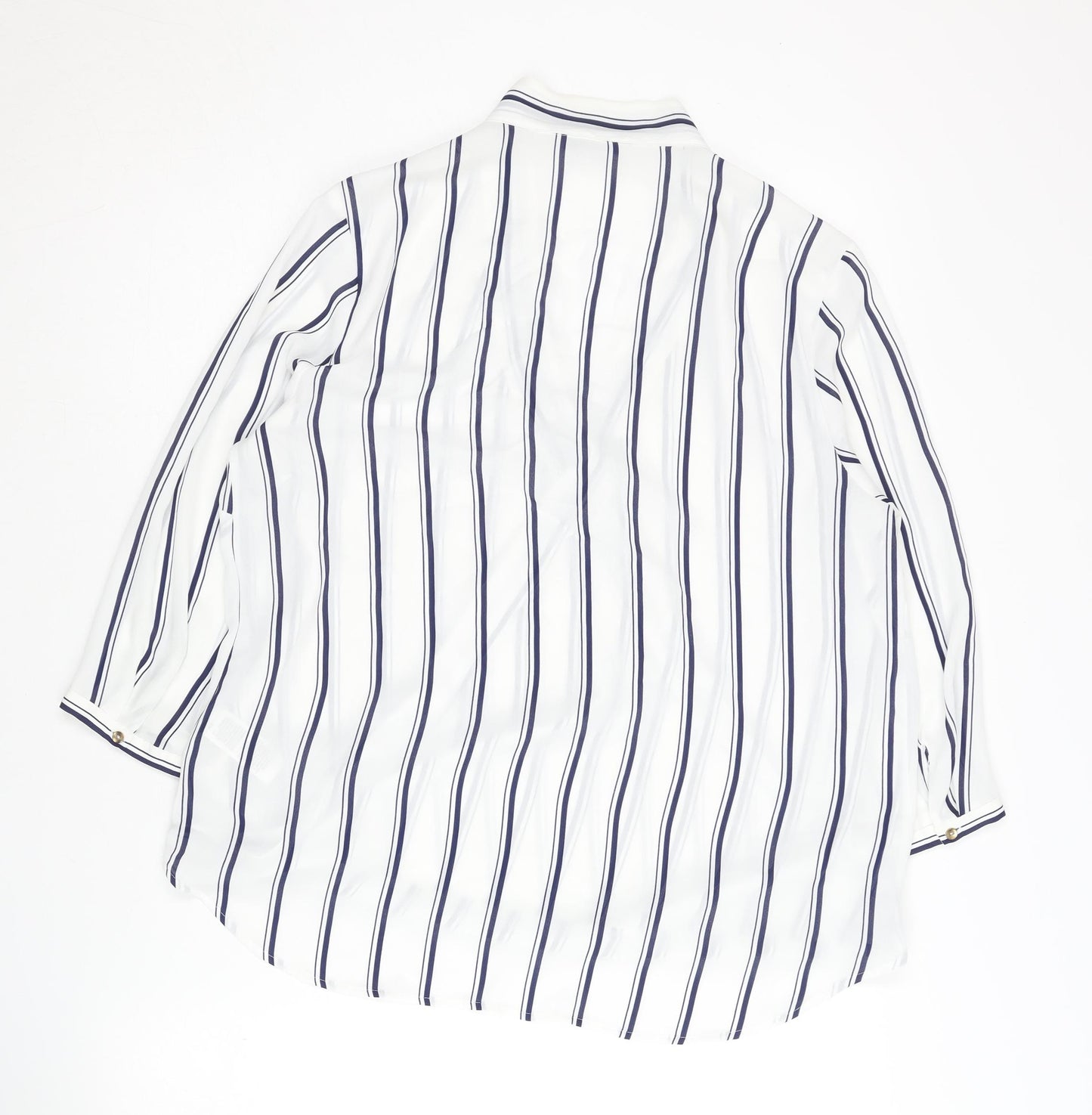 Marks and Spencer Women's White Striped 3/4 Sleeve Wrap Blouse