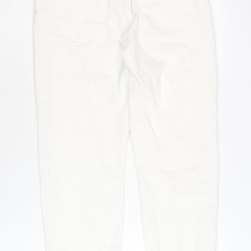 Stradivarius Women’s White Mom Jeans, Size 10, Light Wash