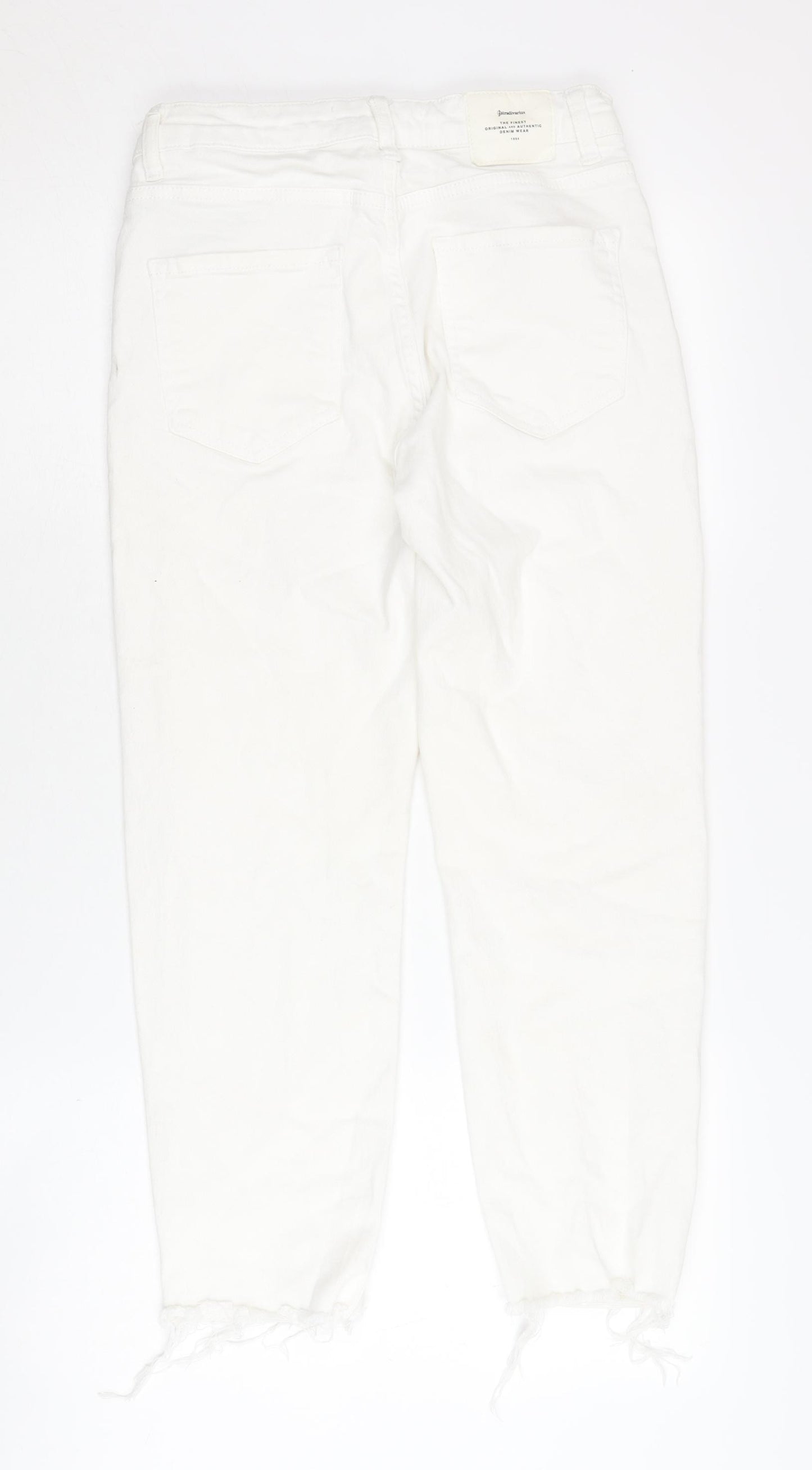 Stradivarius Women’s White Mom Jeans, Size 10, Light Wash