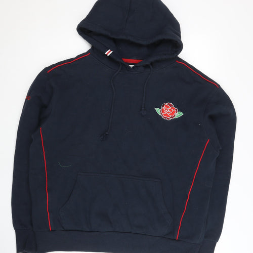 England Men's Navy XL Hoodie - Rose Logo & Stripe Accents