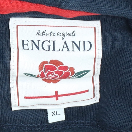 England Men's Navy XL Hoodie - Rose Logo & Stripe Accents