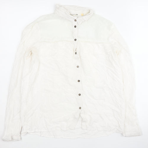 NAF NAF Women's White Button-Up Shirt Size 8