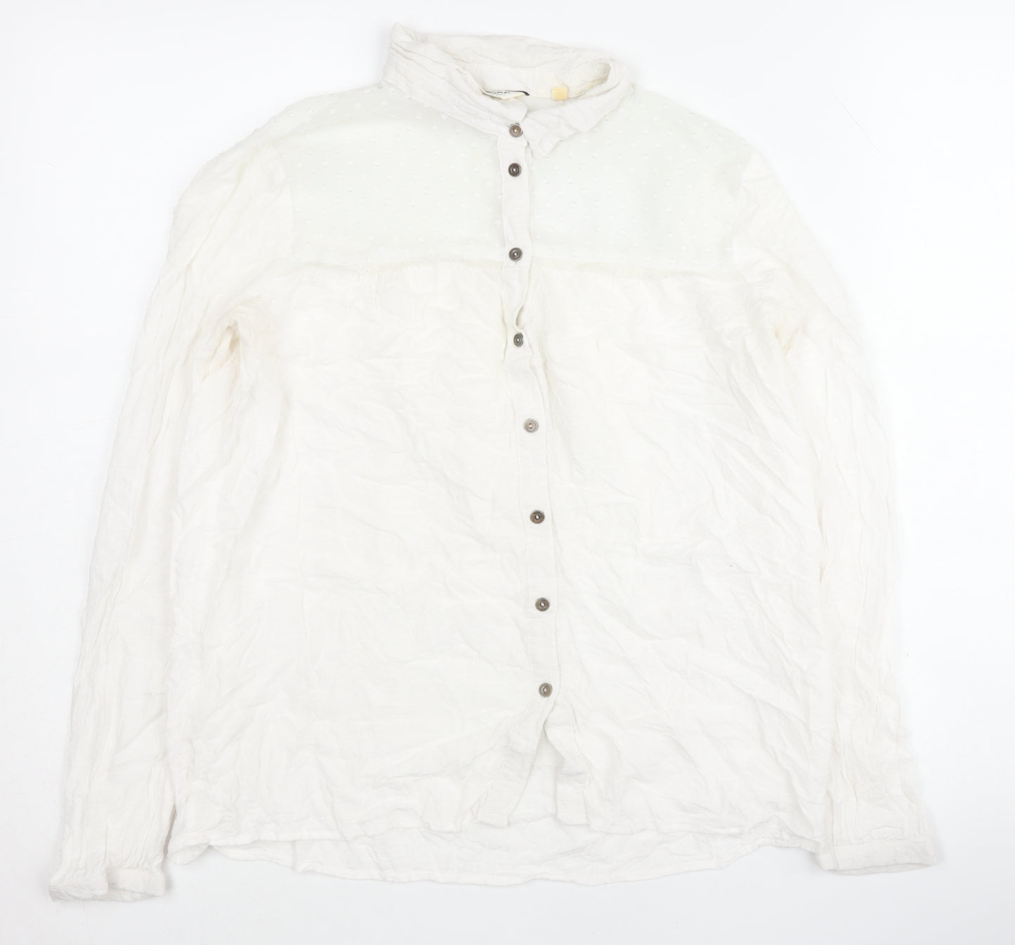 NAF NAF Women's White Button-Up Shirt Size 8