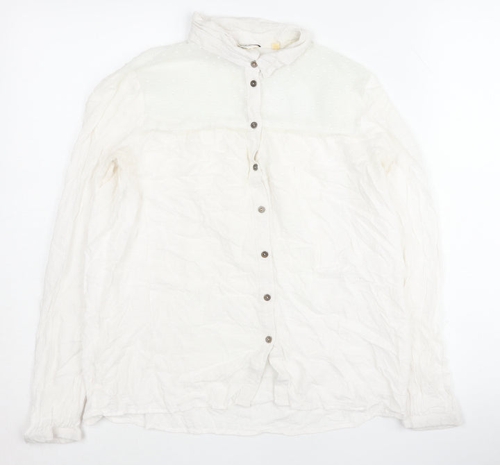 NAF NAF Women's White Button-Up Shirt Size 8