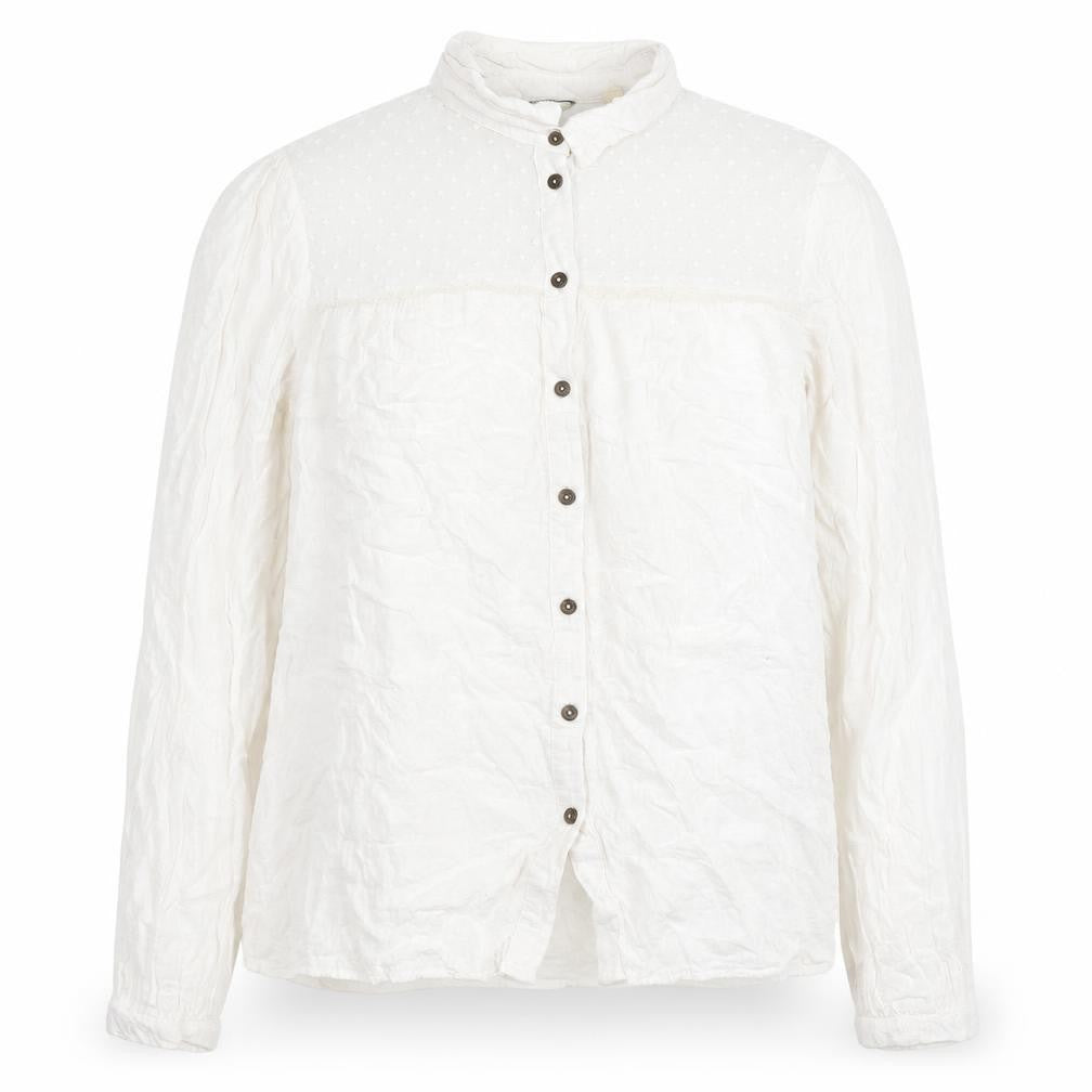 Front view of NAF NAF Women's White Button-Up Shirt, size 8