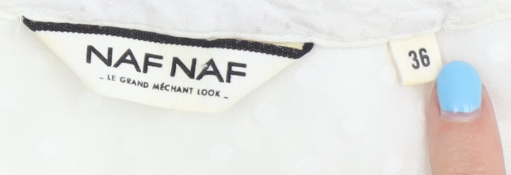 NAF NAF Women's White Button-Up Shirt Size 8
