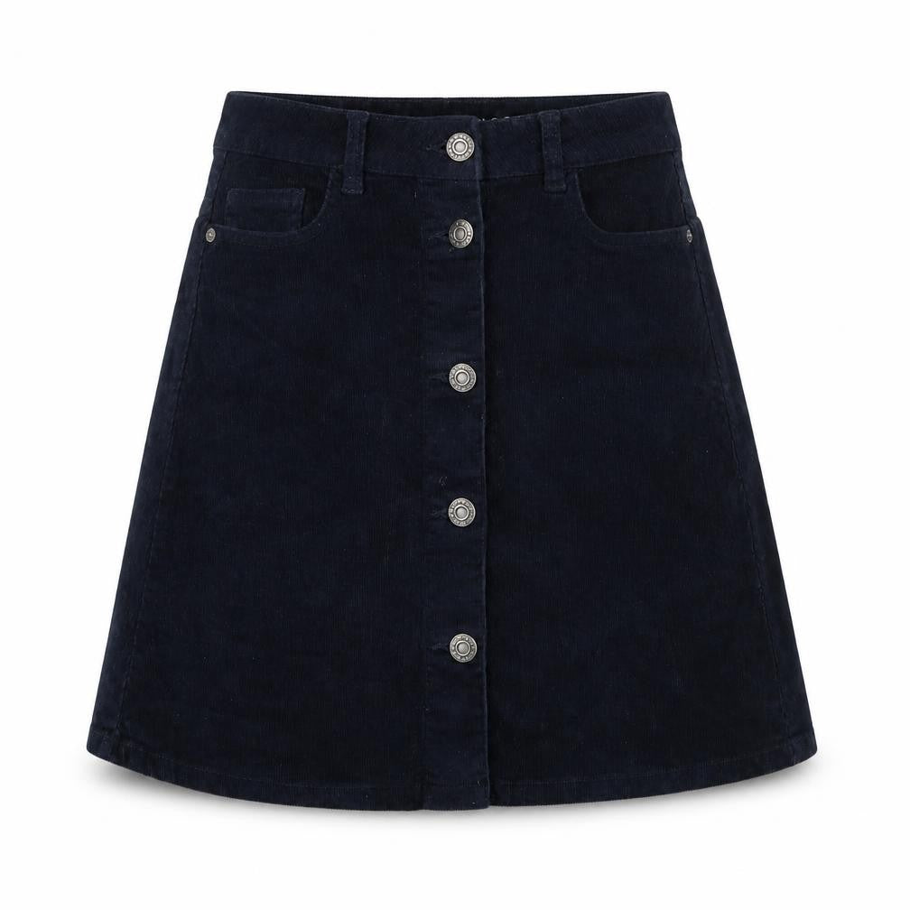 Front view of Noisy May Women's Blue Corduroy Skirt, size S