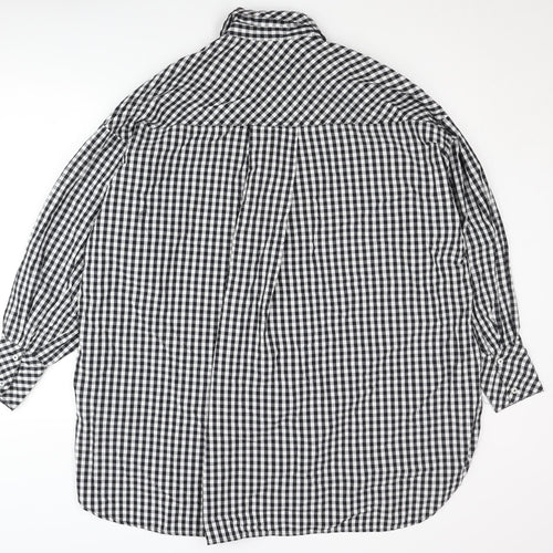 Stradivarius Women's Black Check Button-Up Shirt, S