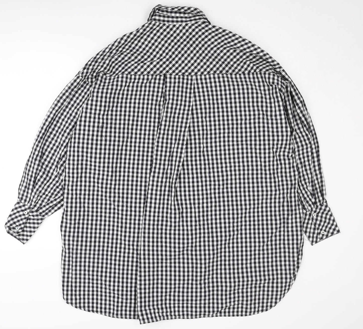 Stradivarius Women's Black Check Button-Up Shirt, S