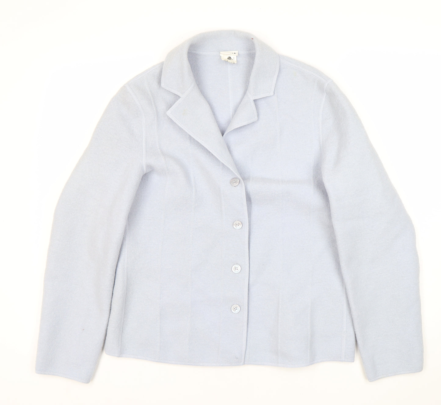 Lucia Women's Blue Wool Button Mid-Length Jacket