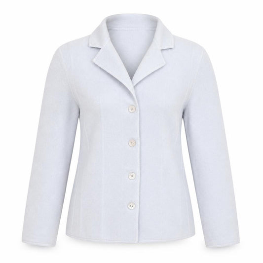 Front view of Lucia Women's Blue Wool Button Mid-Length Jacket