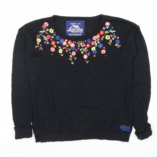 Luperdry Women’s Black Floral Pullover Jumper 2XS