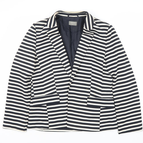 Oasis Women's Black Striped Blazer, UK 14, Excellent