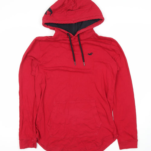 Hollister Men's Red Hooded Pullover Hoodie, Small