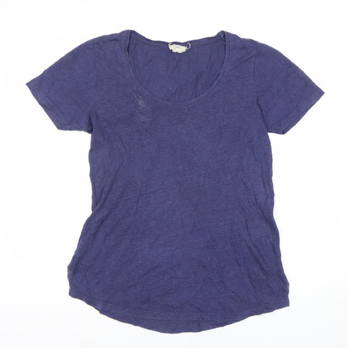 Fat Face Women's Blue Linen Scoop Neck T-Shirt Size 10