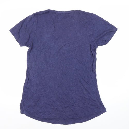 Fat Face Women's Blue Linen Scoop Neck T-Shirt Size 10