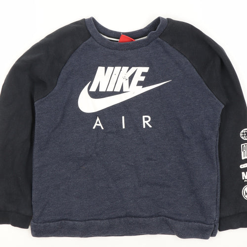 Nike Boys Blue Black Sweatshirt - Size 7-8 Yrs