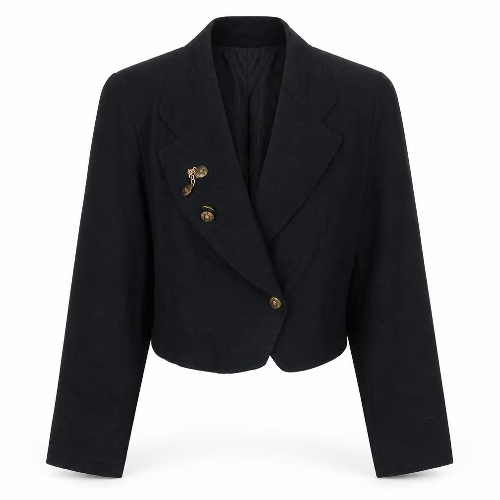 Front view of Clothes Circuit Women's Black Wool Blazer M