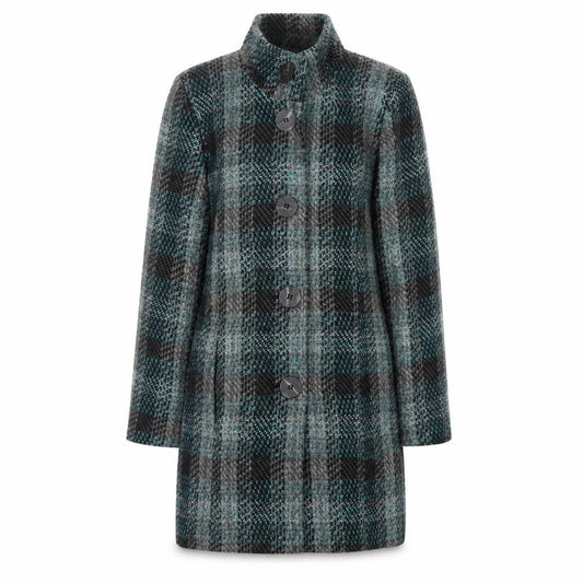 Front view of Autonomy Women's Multicoloured Plaid Mid-Length Coat, size 12