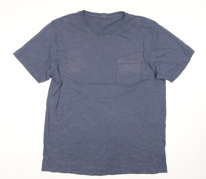 John Lewis Men's Blue Crew Neck Cotton T-Shirt, Size L