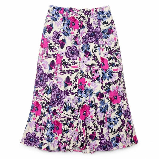 Front view of Isle Essentials Women's Floral Midi A-Line Skirt, size 10