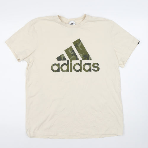 Adidas Men's Beige Medium Graphic Print T-Shirt