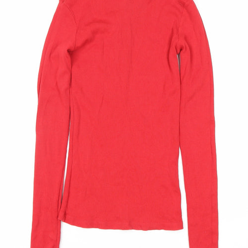 Zara Women's Red Henley T-Shirt Size 8