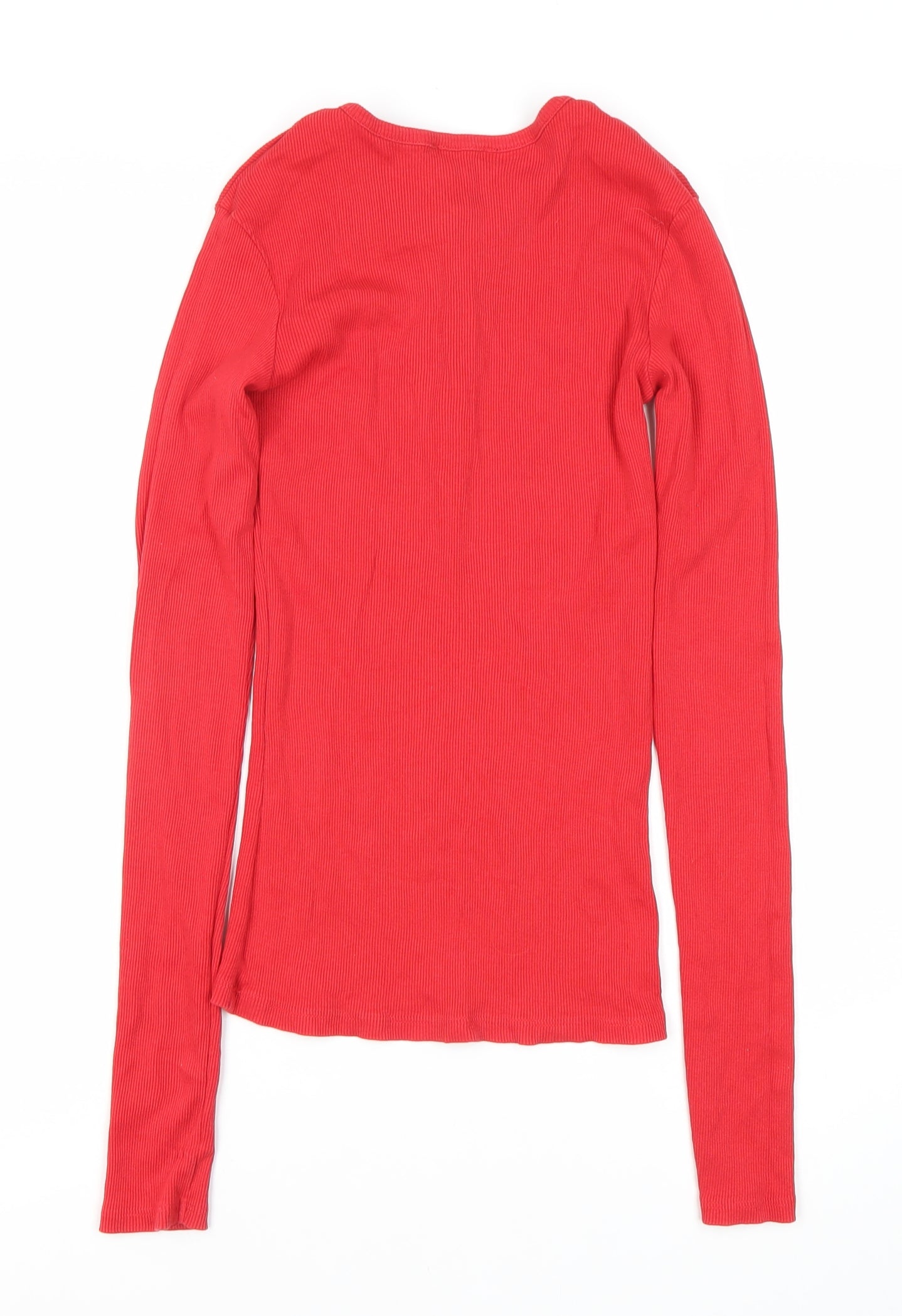 Zara Women's Red Henley T-Shirt Size 8