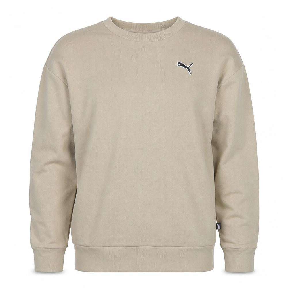 Front view of Puma Men’s Beige Crew Neck Pullover Sweatshirt S