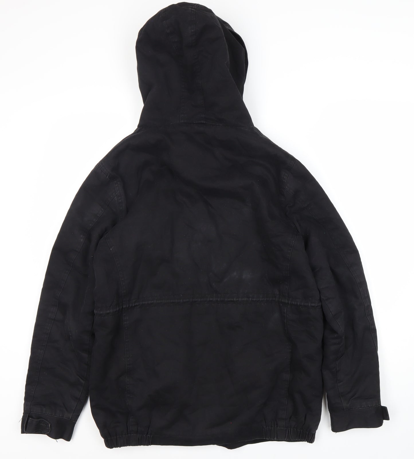 Vera Lucy Women's Black Parka Hooded Jacket L Casual