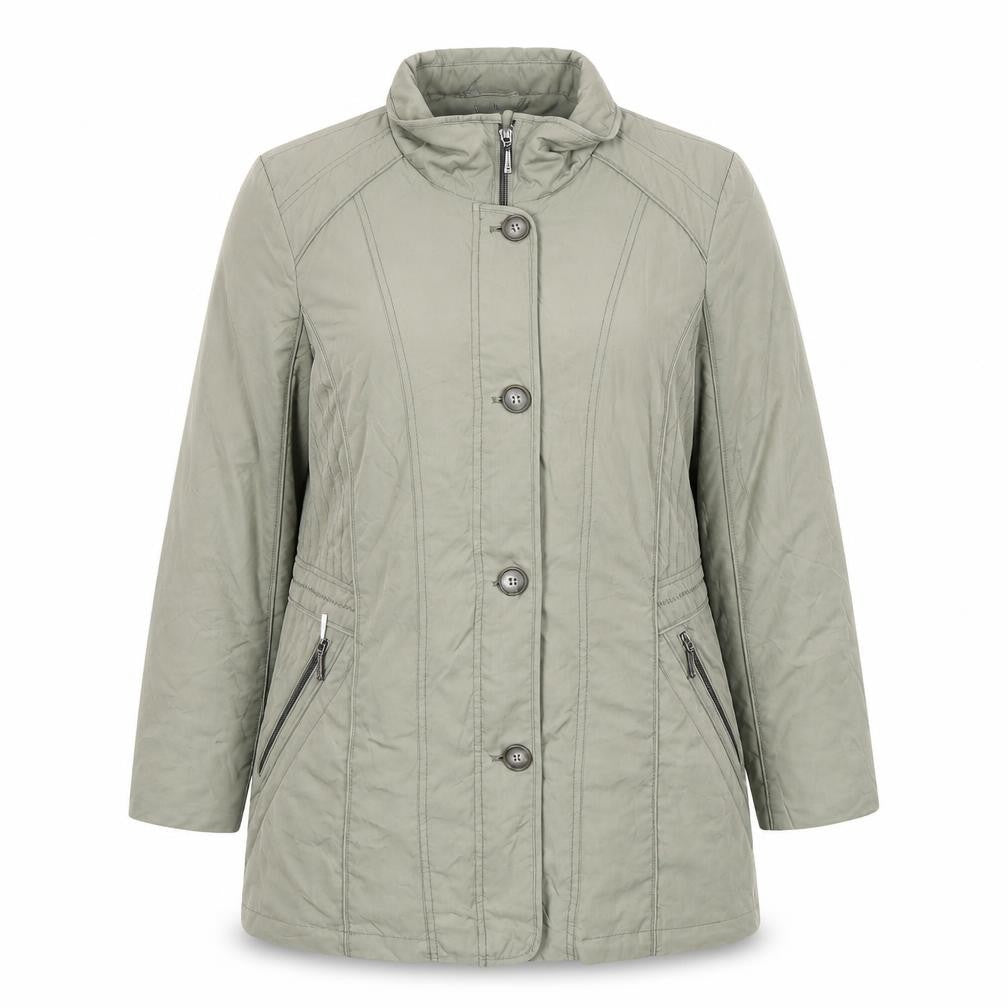 Front view of Isabell Women's Green Mid-Length Coat, size 16