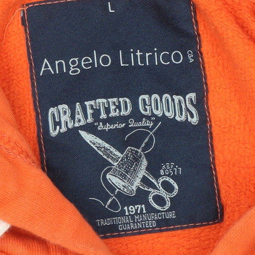 C&A Men's Orange Pullover Hoodie, Size L