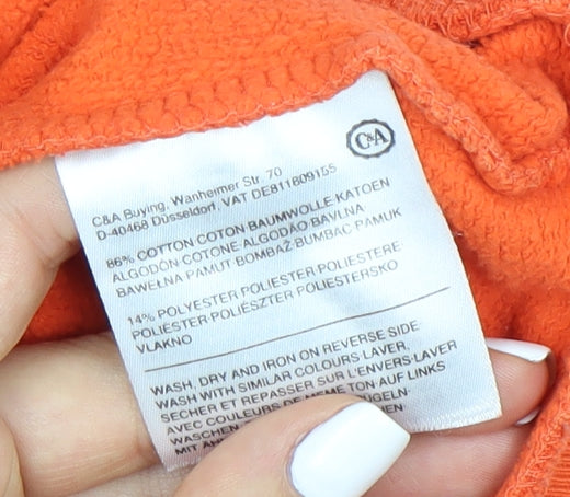 C&A Men's Orange Pullover Hoodie, Size L