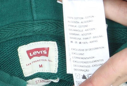 Levi's Green Men's Medium Pullover Hoodie with Logo