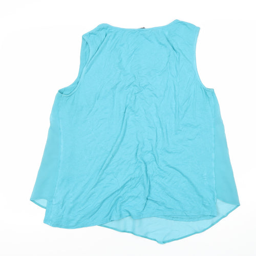 Roman Women's Blue Sleeveless V-Neck Top Size 14