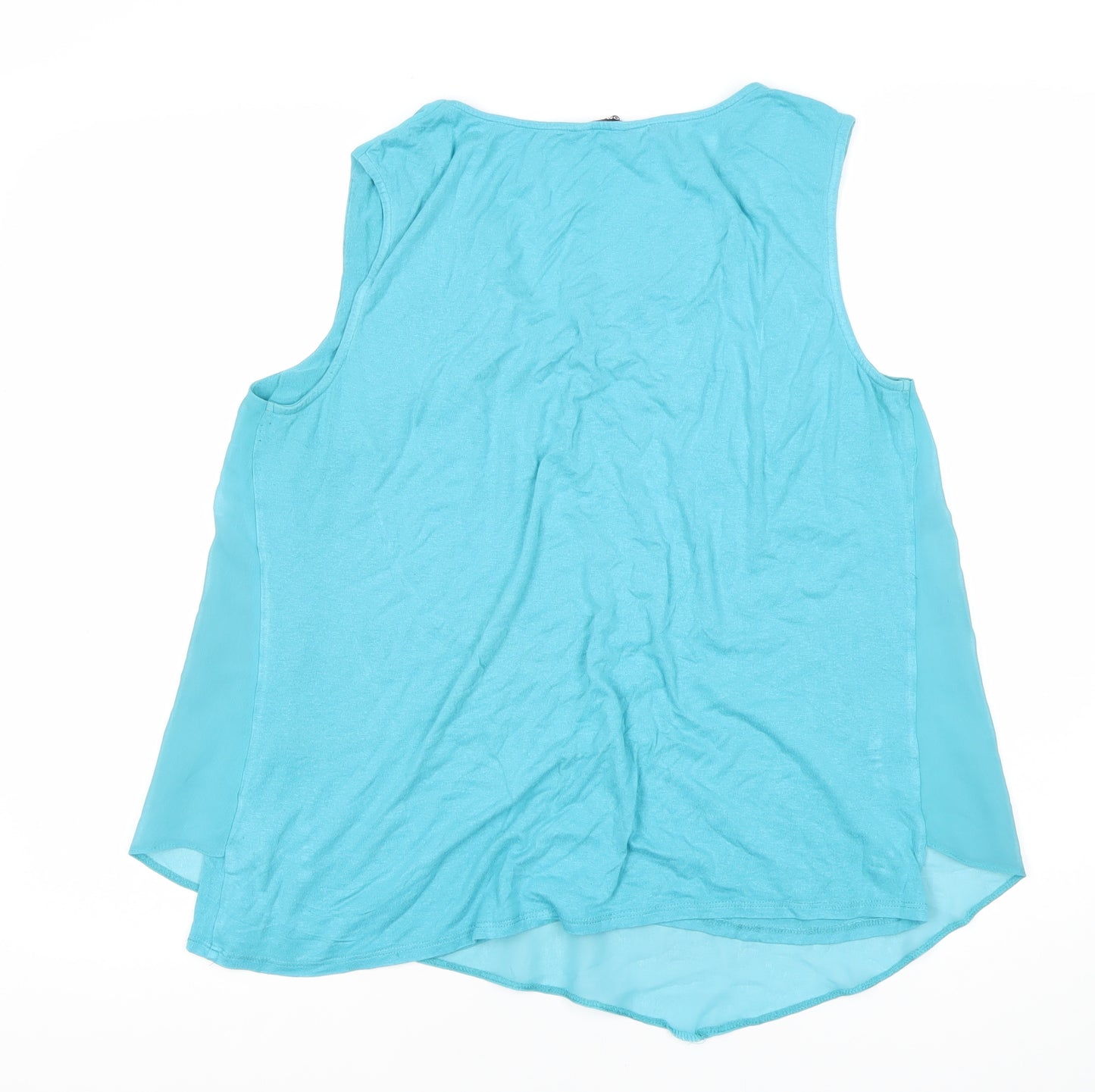 Roman Women's Blue Sleeveless V-Neck Top Size 14