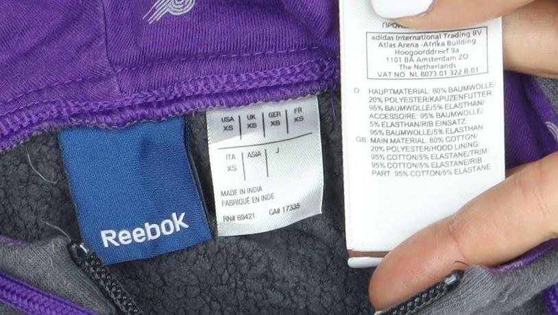 Reebok Women's Grey Full Zip Hoodie XS