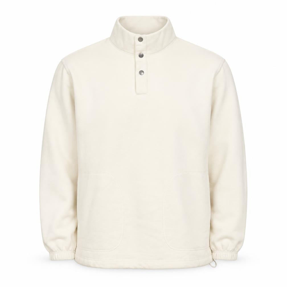 Front view of JACK & JONES Beige XL Men's Henley Sweatshirt