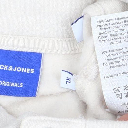 JACK & JONES Beige XL Men's Henley Sweatshirt