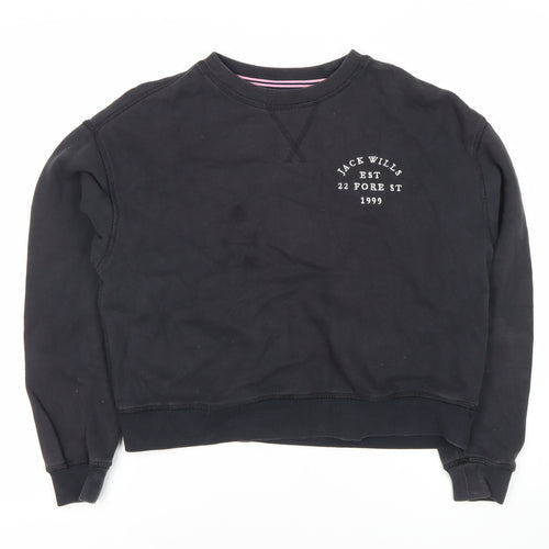 Jack Wills Women's Black Crew Neck Logo Sweatshirt