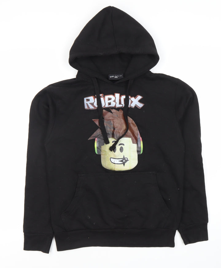 DE-LUX Unisex Adults Black XS Hoodie with Graphic Print