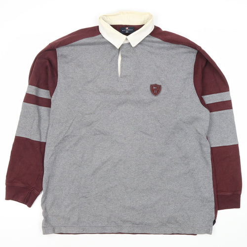 Marks and Spencer Men's Grey Polo Medium Long Sleeve