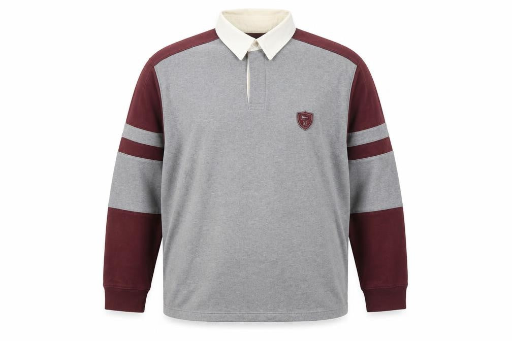 Front view of Marks & Spencer Men's Grey Polo Medium Long Sleeve