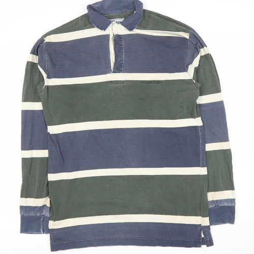 Mobaco Men's Multicoloured Striped Polo Shirt, Long Sleeve
