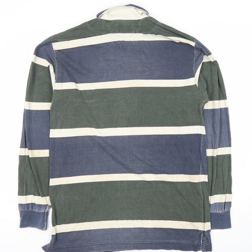 Mobaco Men's Multicoloured Striped Polo Shirt, Long Sleeve