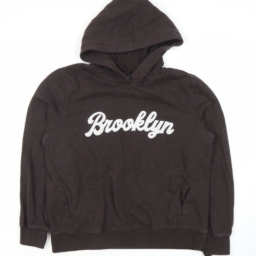 Marks and Spencer Black Hoodie XS Unisex Logo Pullover