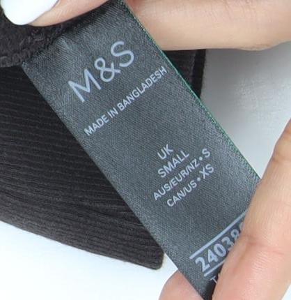 Marks and Spencer Black Hoodie XS Unisex Logo Pullover